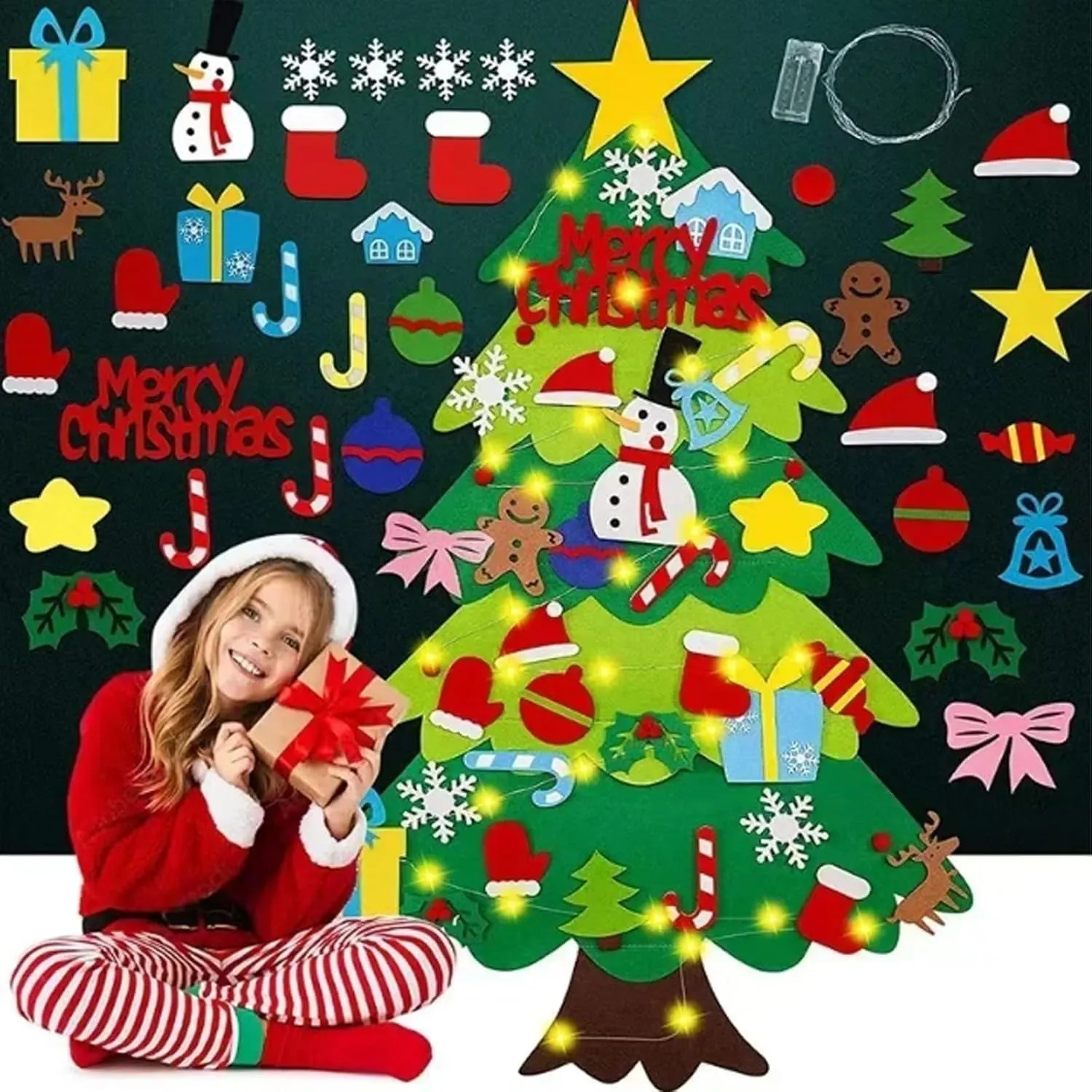 premium Everized Felt Christmas Tree for Kids,Toddlers Montessori Christmas Tree for Toddlers Felt Christmas Tree,Kids Felt Christmas Tree,Kids Felt Christmas Tree (1PCS) 1pcs 1pcs