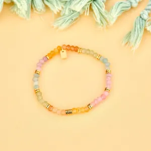 Pura Vida OMBRE RAINBOW BEAD STRETCH BRACELET - GOLD