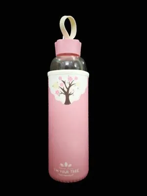 "I M YOUR TREE" Borosilicate Glass Bottle with Bag Cover - Plastic Cap - 550ml