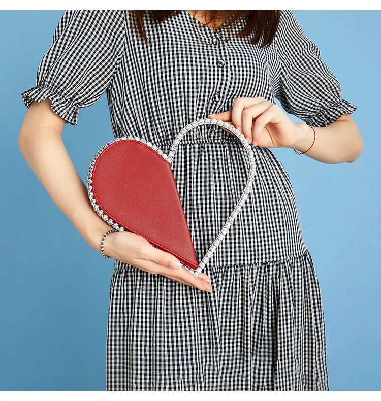 Red Heart Diamond Evening Clutch