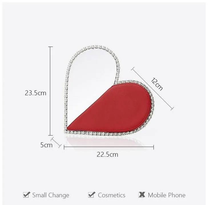 Red Heart Diamond Evening Clutch