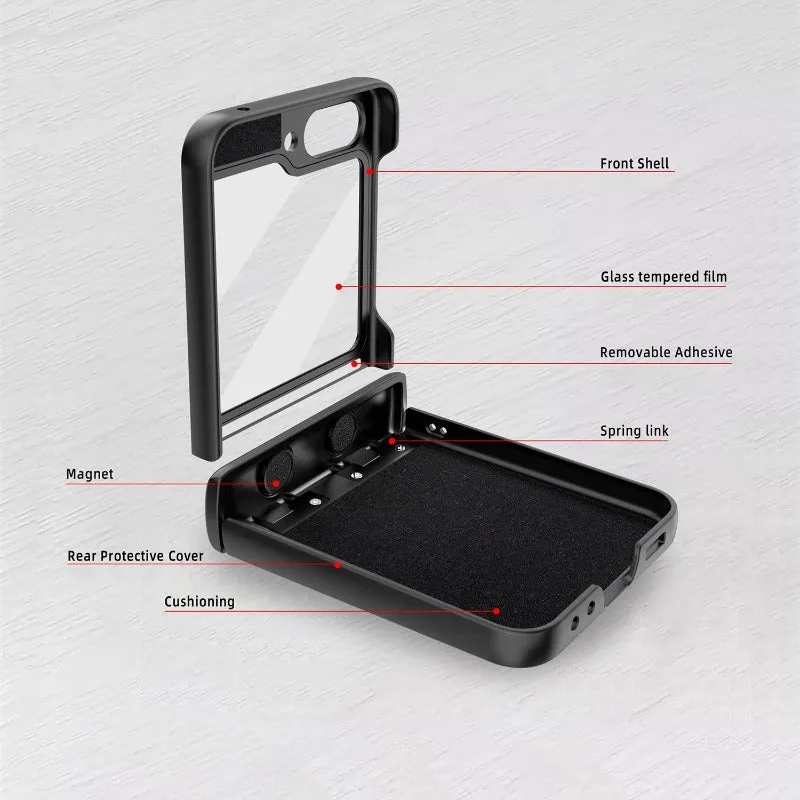 Rhombic Hinge PC Case With Tempered Glass Screen For Samsung Galaxy Z Flip 5