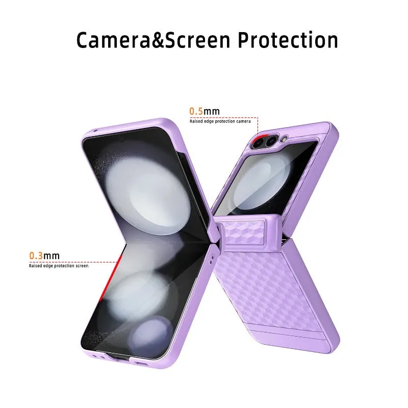 Rhombic Hinge PC Case With Tempered Glass Screen For Samsung Galaxy Z Flip 5