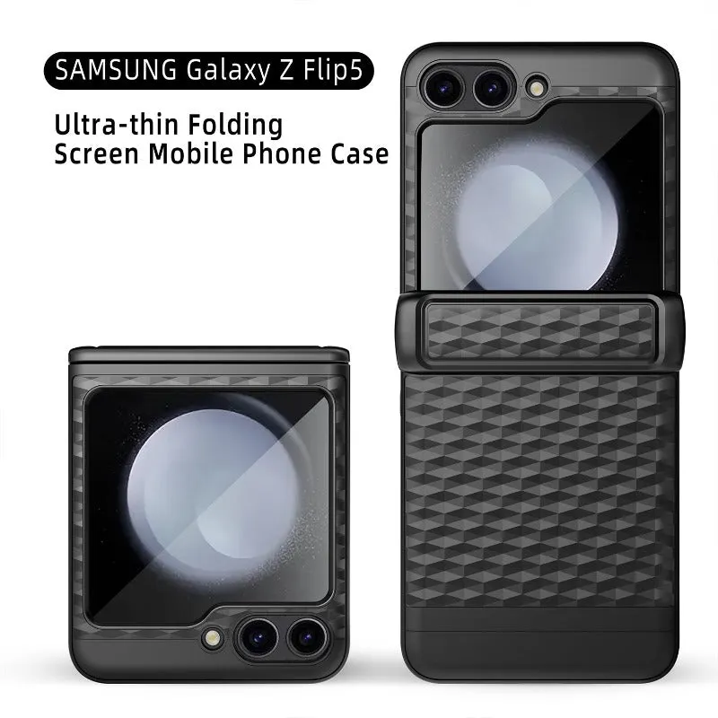 Rhombic Hinge PC Case With Tempered Glass Screen For Samsung Galaxy Z Flip 5