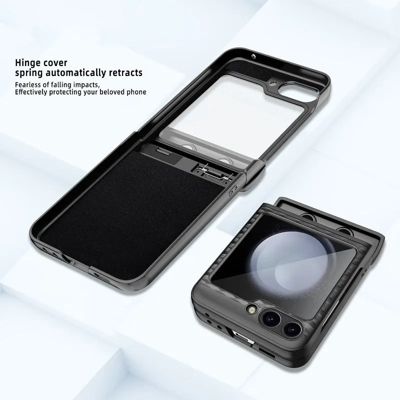 Rhombic Hinge PC Case With Tempered Glass Screen For Samsung Galaxy Z Flip 5