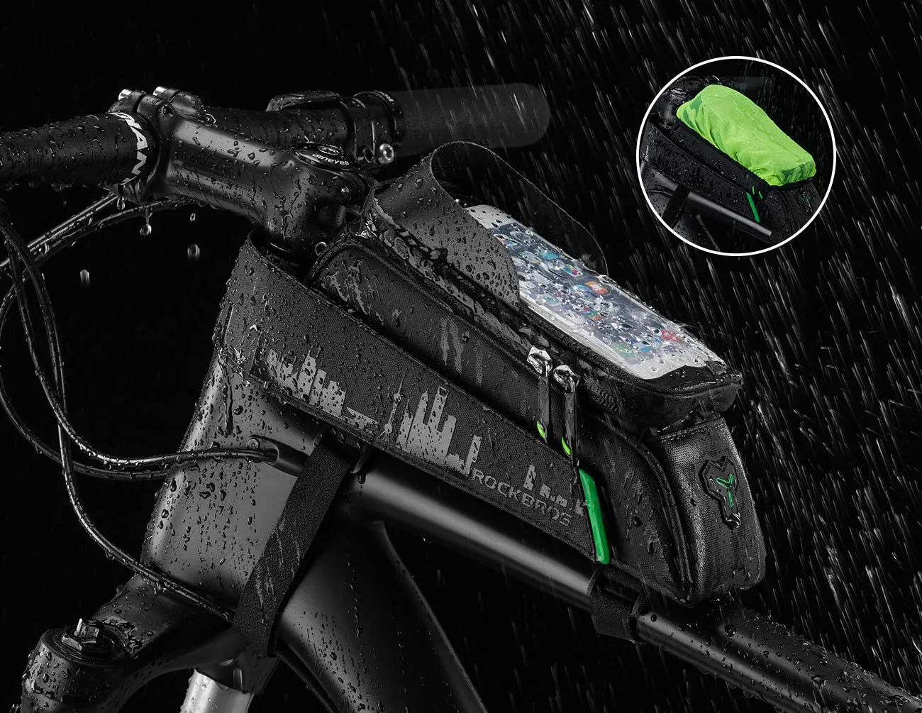 ROCKBROS Bike Phone Mount Bag Waterproof Bike Phone Front Frame Bag under 5.8"/ 6.5"