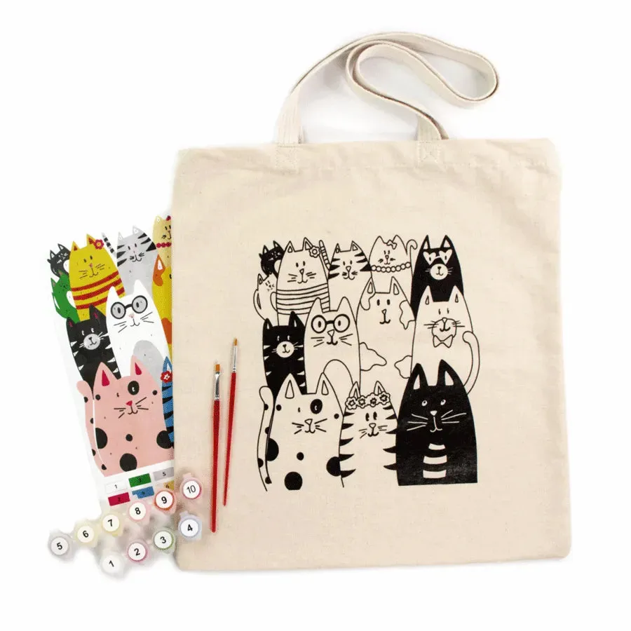 Rosa Talent Cats - Shopper Coloring Kit. Ecobag Painting Kit, Cotton 0.03 lb/in2, 14.96*16.54 inches.