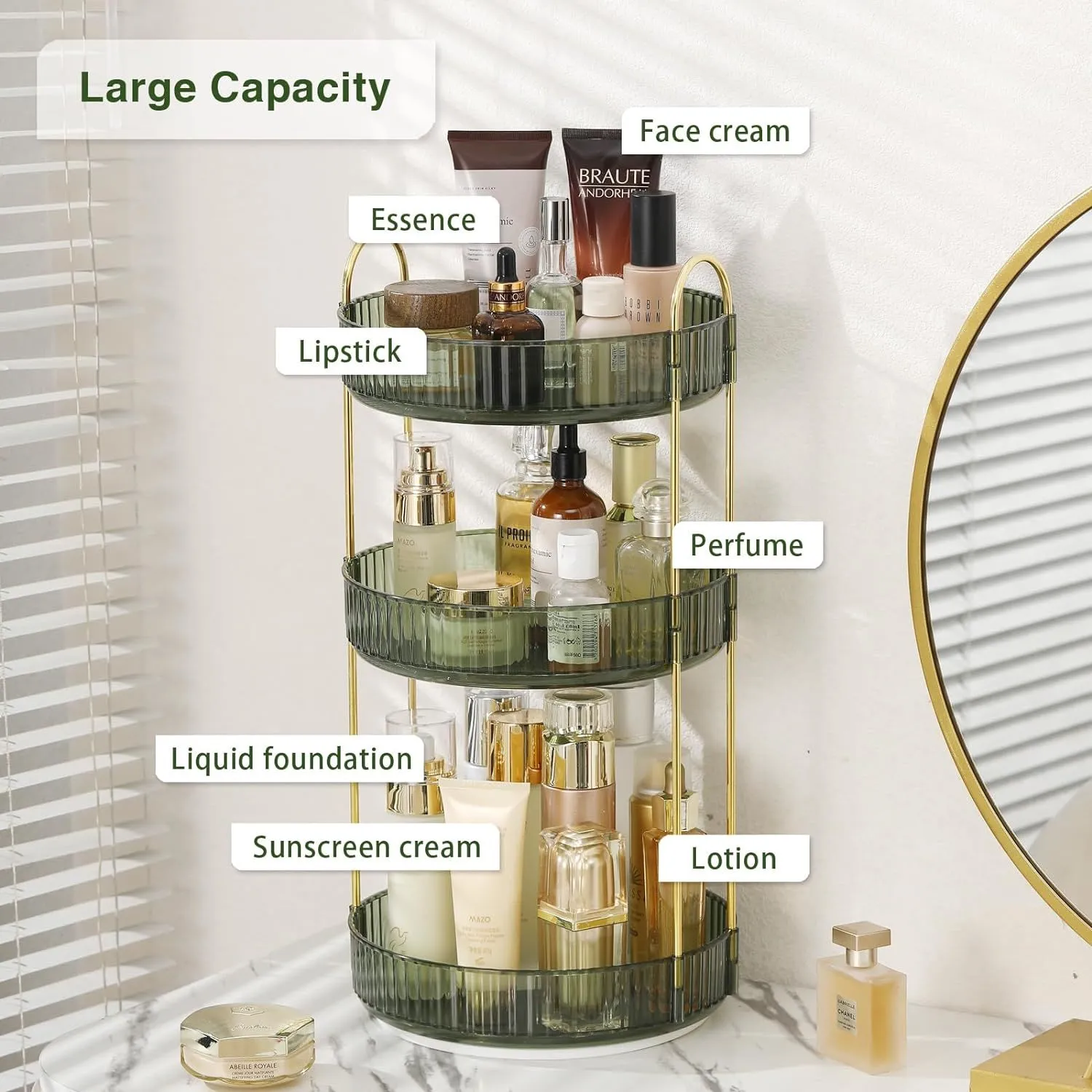 Rotating Makeup Organizer Acrylic Perfume Organizer Clear Skincare