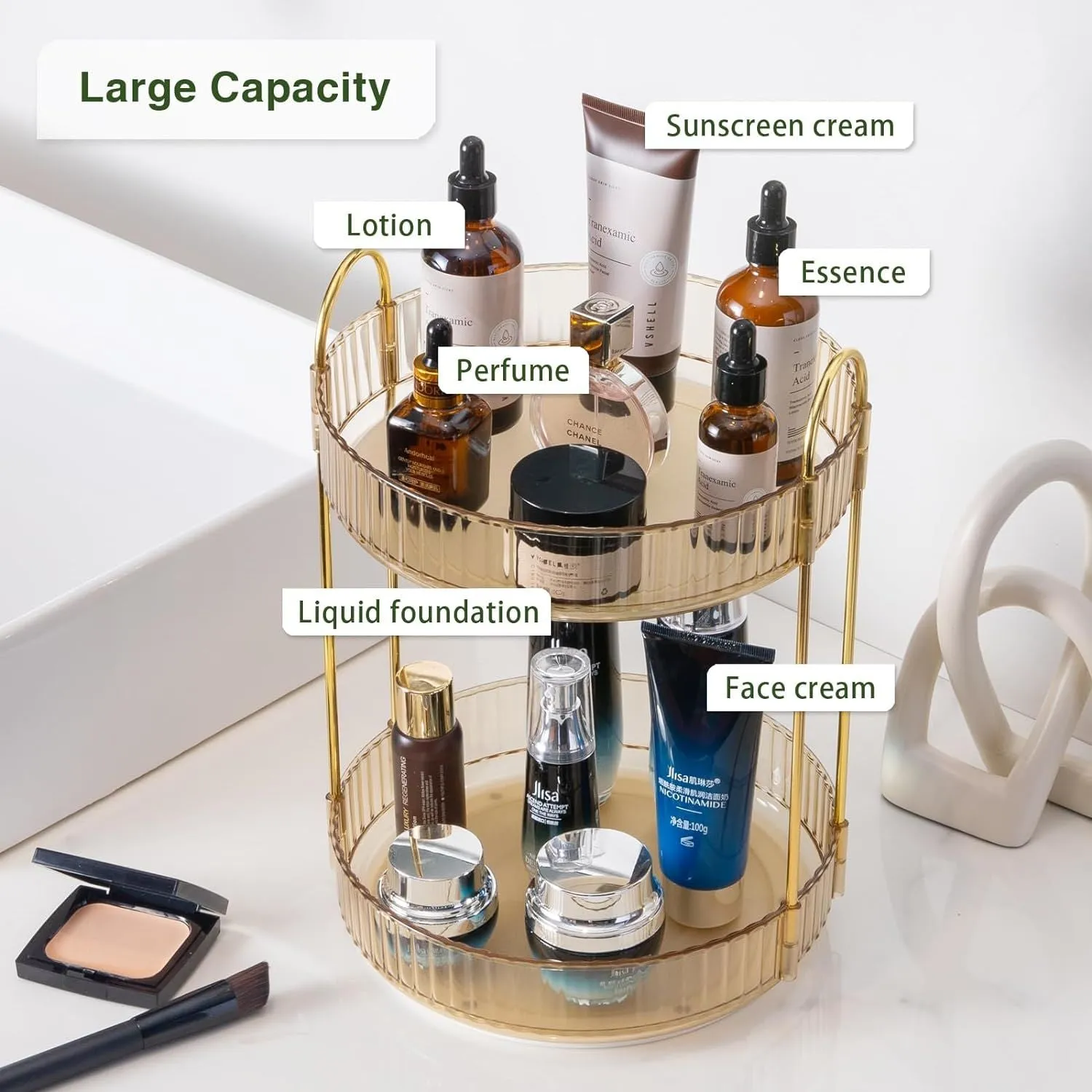 Rotating Makeup Organizer Acrylic Perfume Organizer Clear Skincare