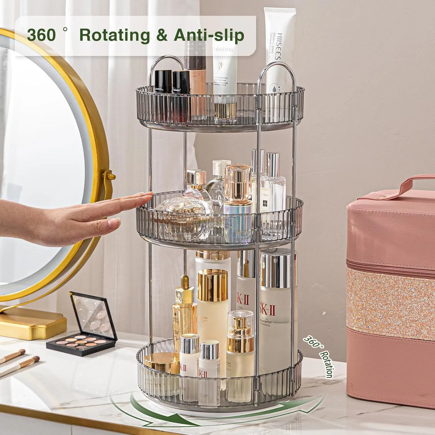 Rotating Makeup Organizer Acrylic Perfume Organizer Clear Skincare