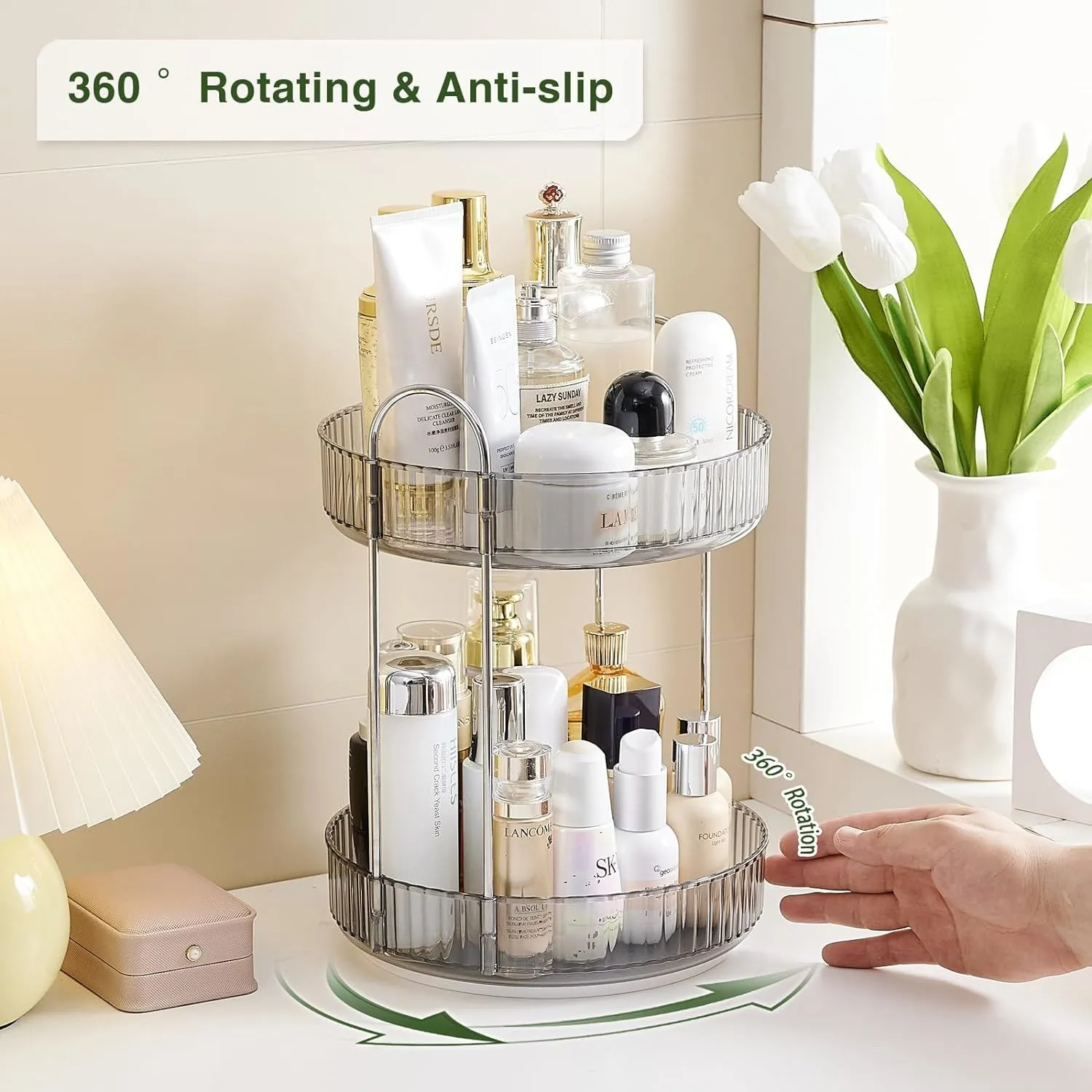 Rotating Makeup Organizer Acrylic Perfume Organizer Clear Skincare