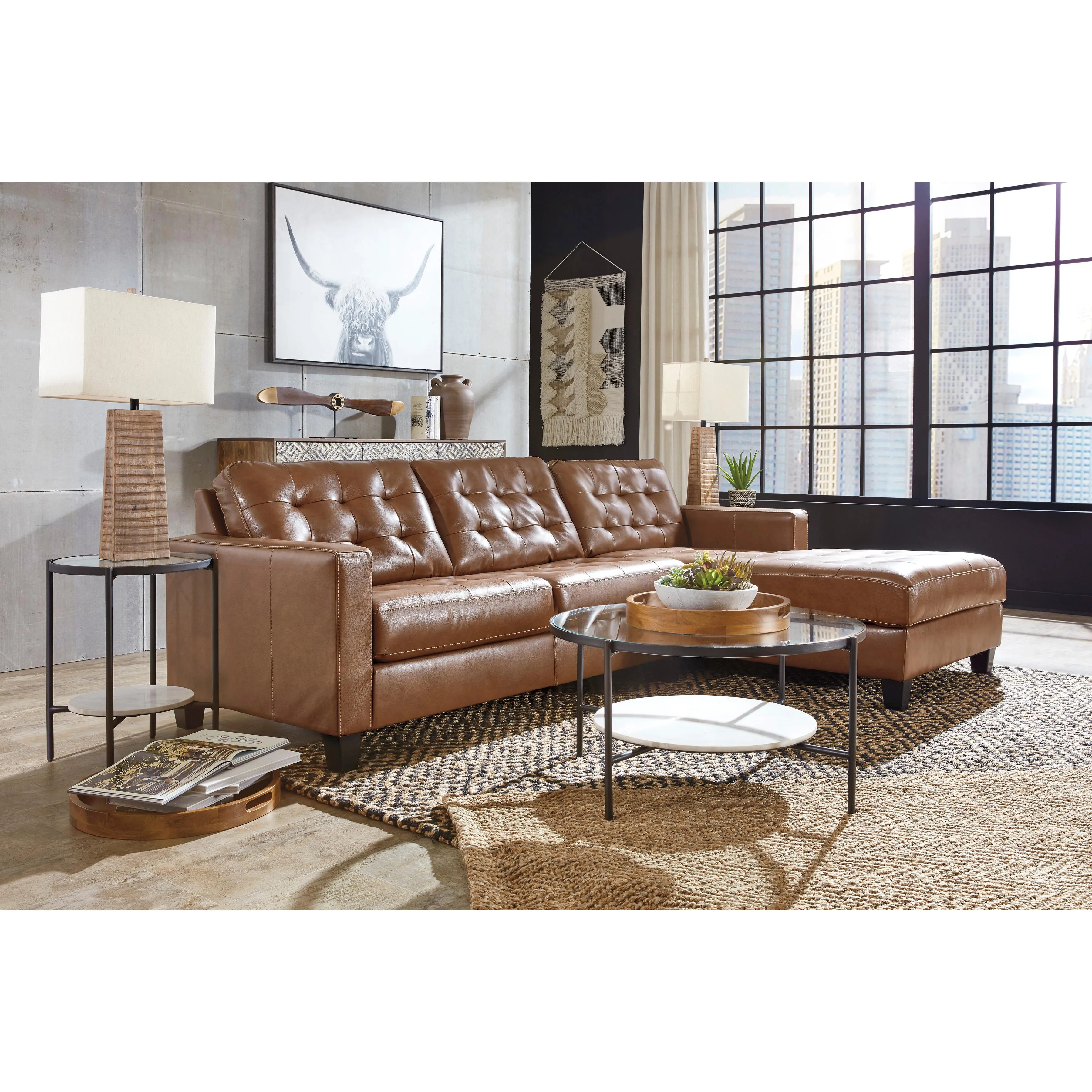 Signature Design by Ashley Baskove Leather Match 2 pc Sectional 1110255/1110217