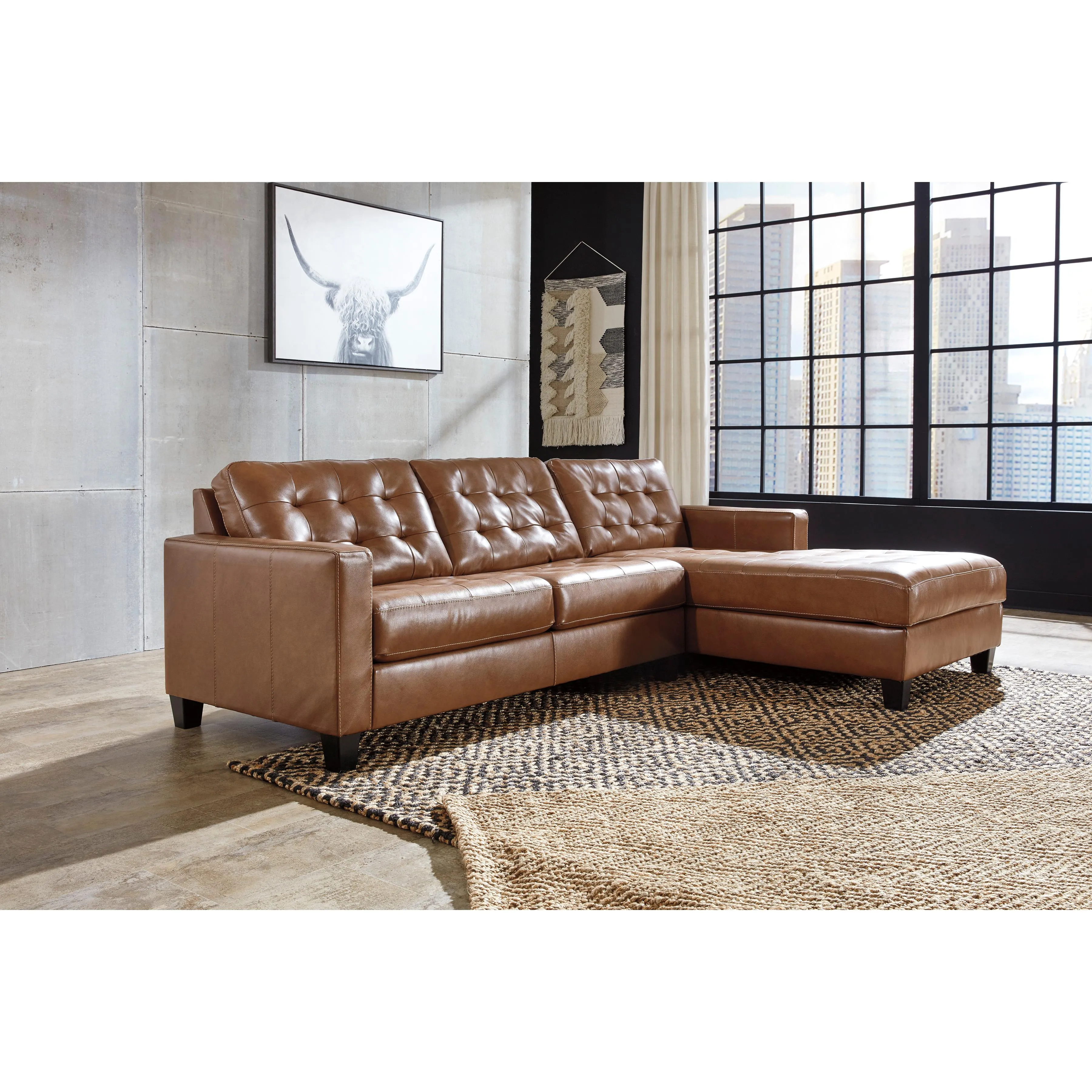 Signature Design by Ashley Baskove Leather Match 2 pc Sectional 1110255/1110217