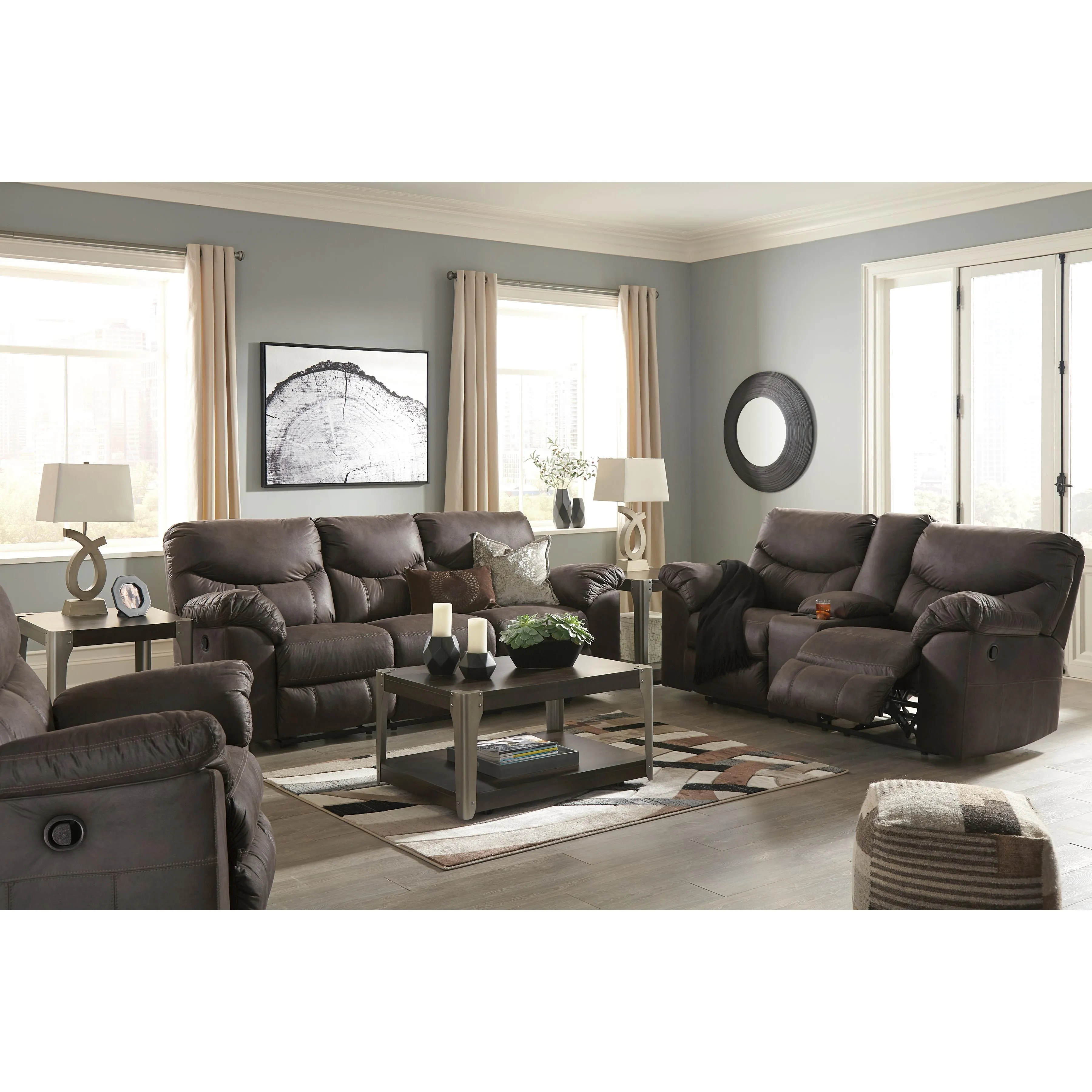 Signature Design by Ashley Boxberg Reclining Leather Look Loveseat 3380394