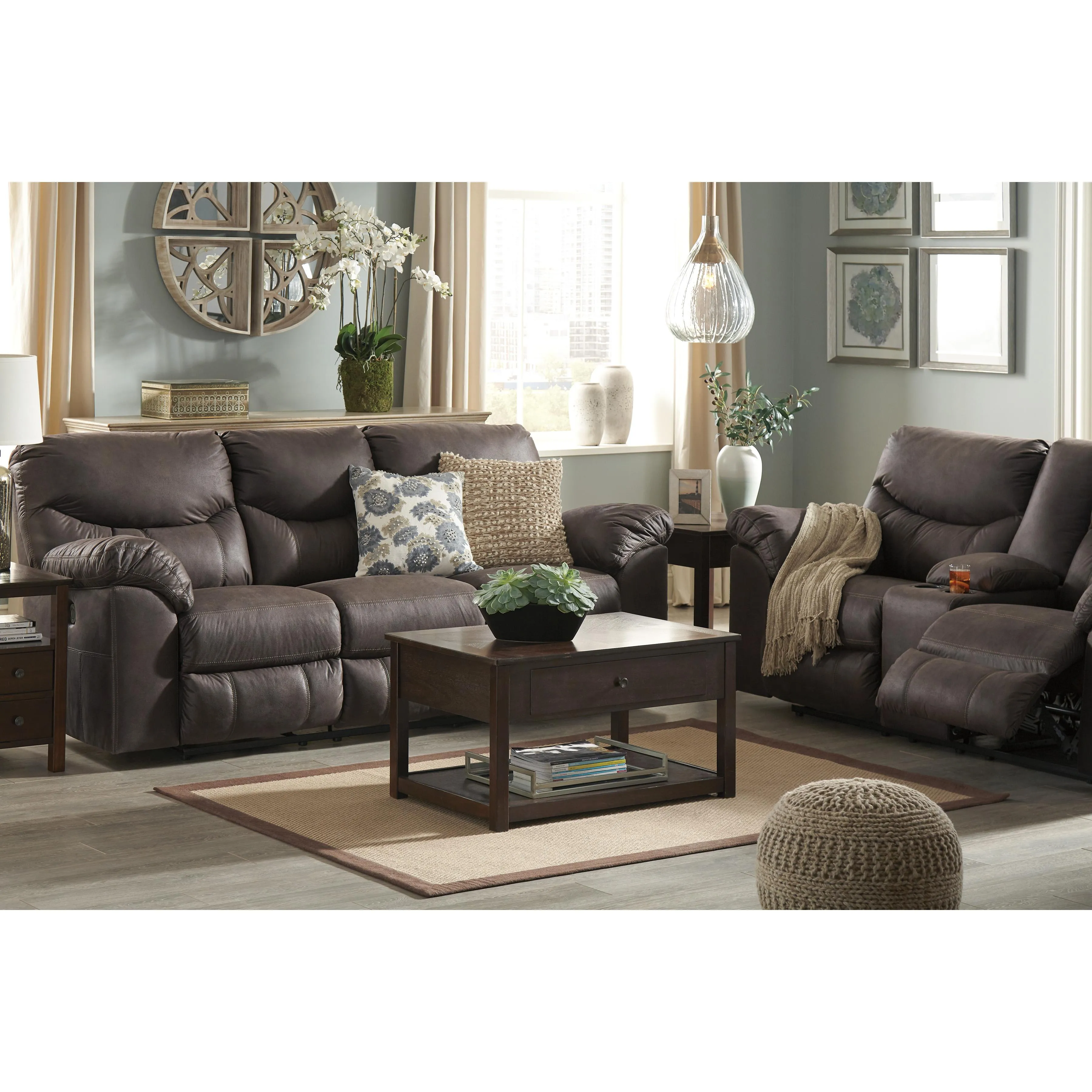 Signature Design by Ashley Boxberg Reclining Leather Look Sofa 3380388