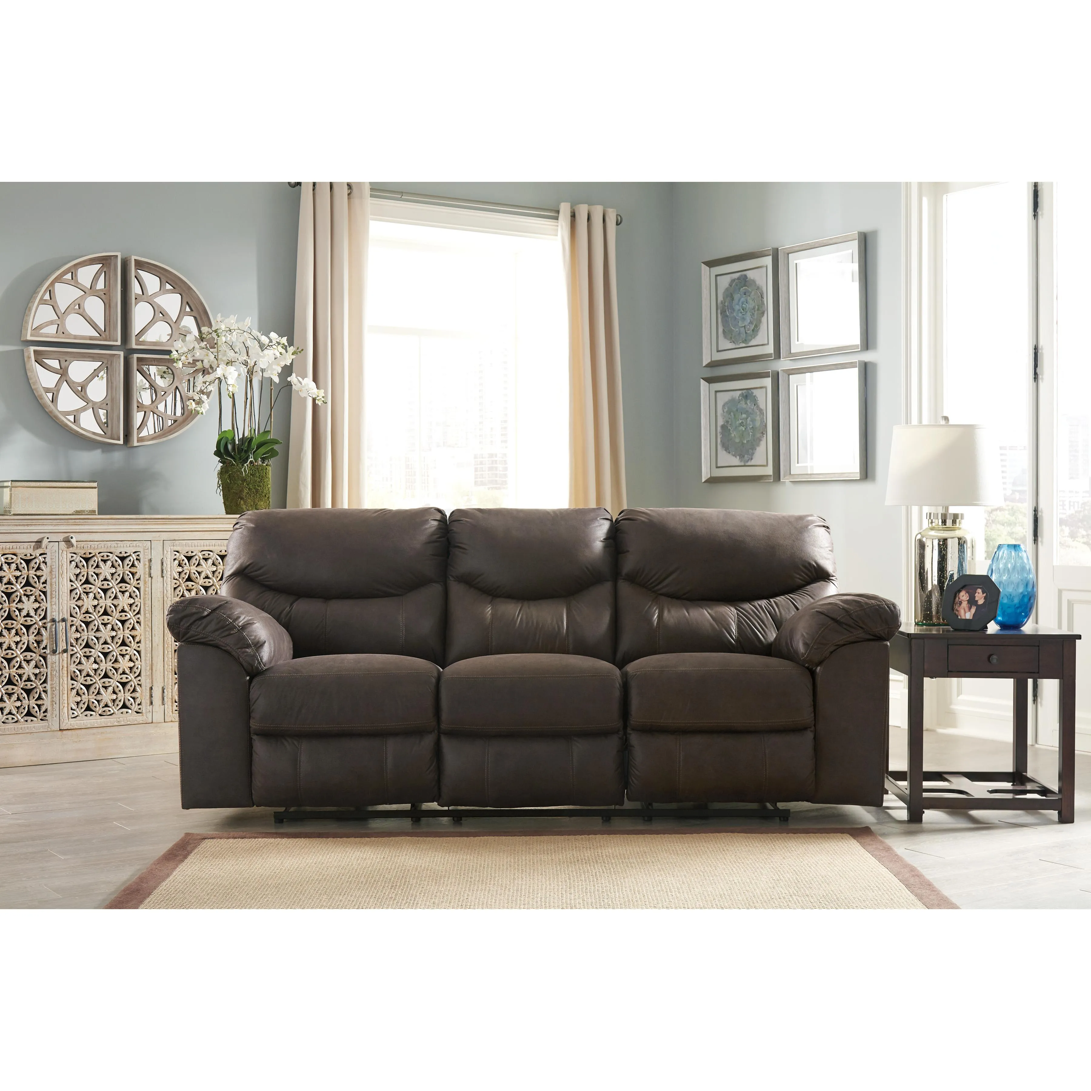 Signature Design by Ashley Boxberg Reclining Leather Look Sofa 3380388