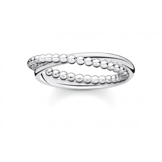 Silver Dots Intertwined Ring TR2321-001-21