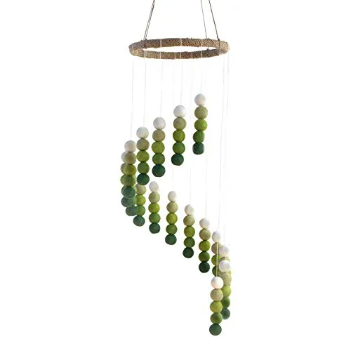 Spiral Felt Ball Mobile- Shades of Green