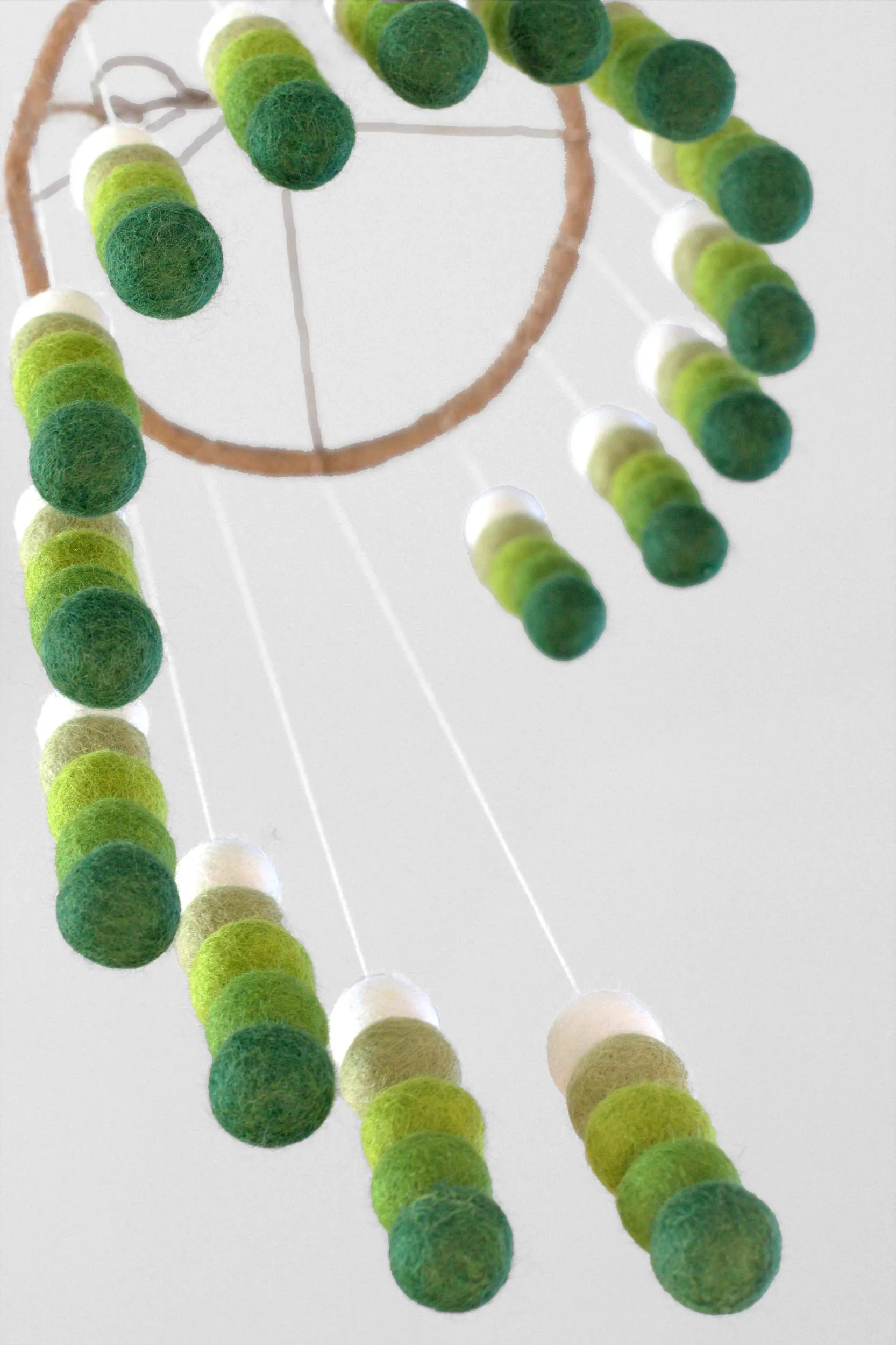 Spiral Felt Ball Mobile- Shades of Green