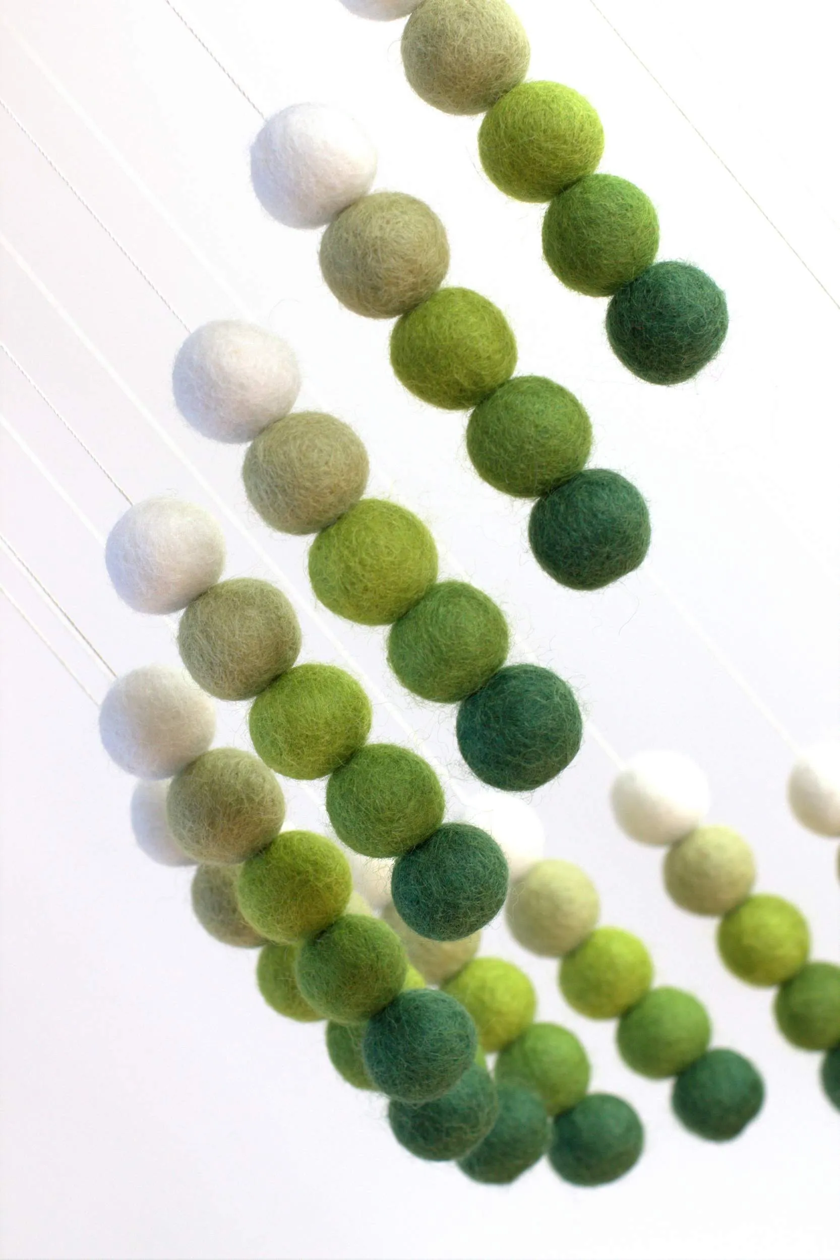 Spiral Felt Ball Mobile- Shades of Green