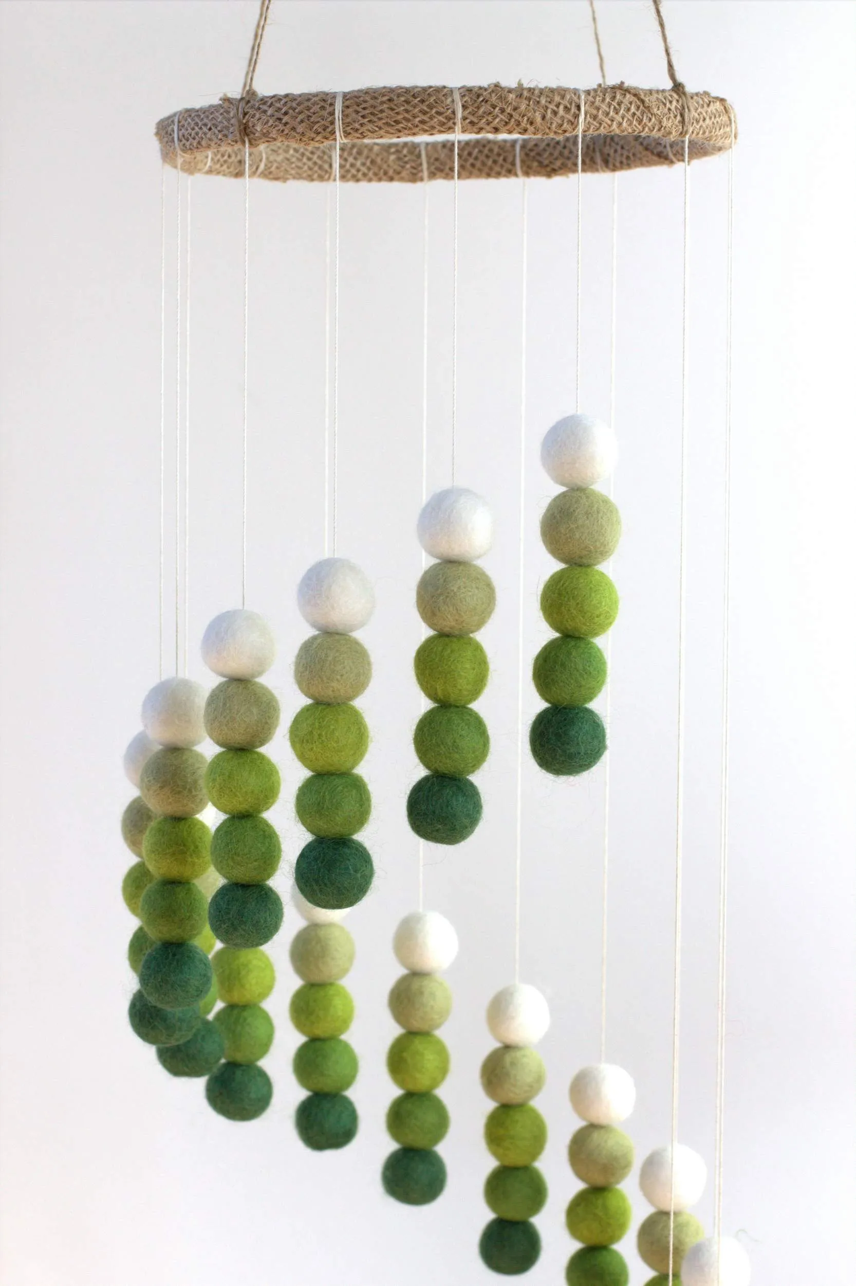 Spiral Felt Ball Mobile- Shades of Green