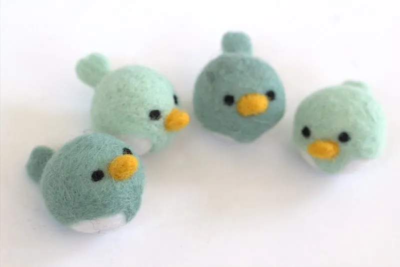 Spring Bird Chick Felt Shapes- SET OF 2 or 4- Pastel Teals