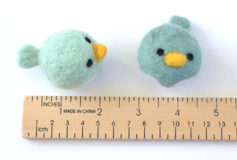 Spring Bird Chick Felt Shapes- SET OF 2 or 4- Pastel Teals