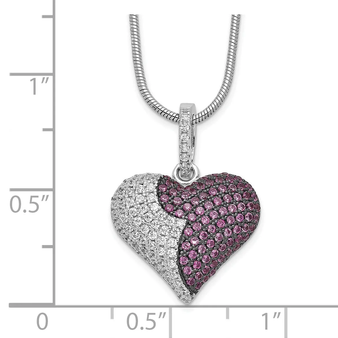 Sterling Silver Cubic Zirconia Heart Necklace