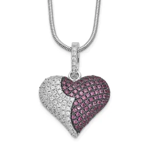 Sterling Silver Cubic Zirconia Heart Necklace