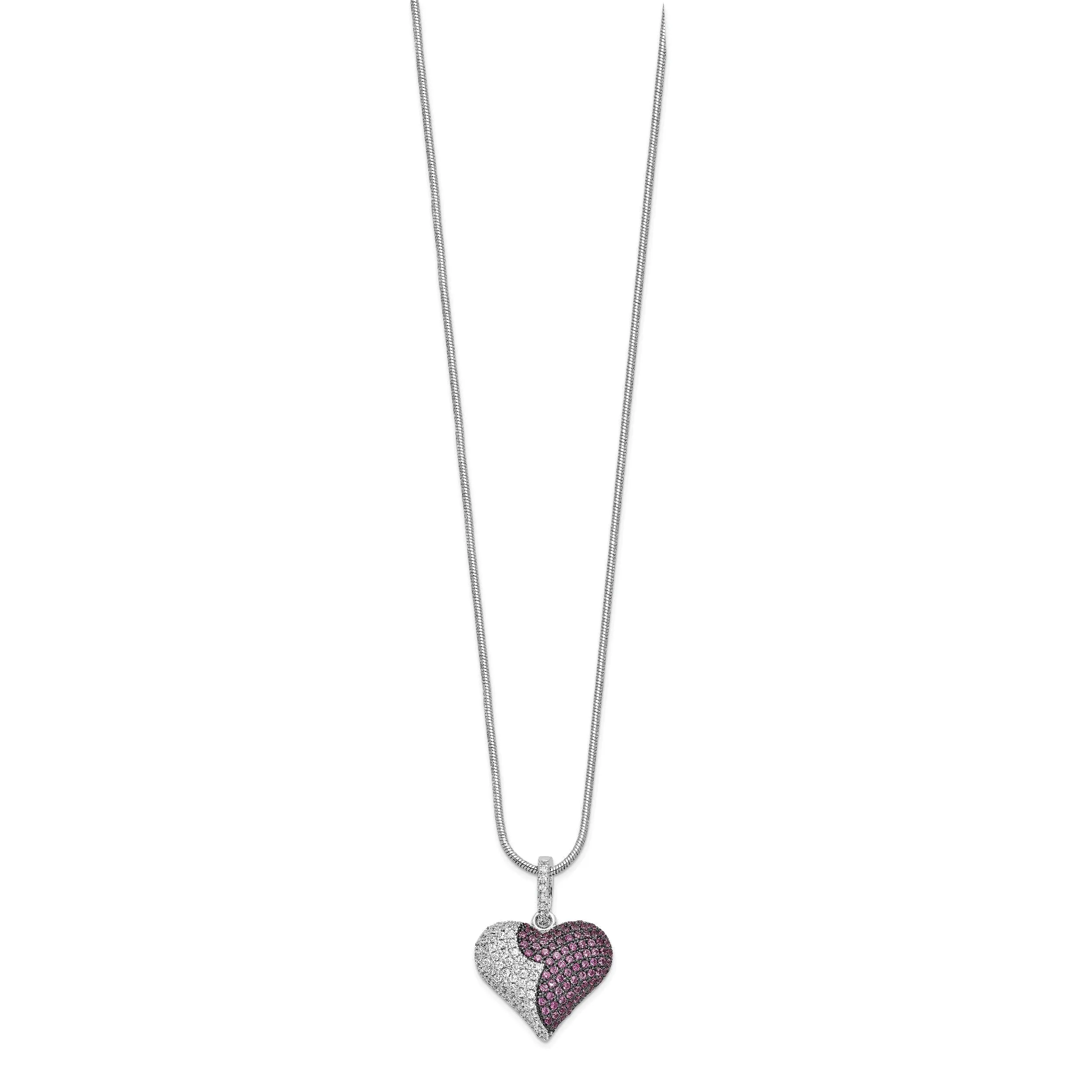 Sterling Silver Cubic Zirconia Heart Necklace