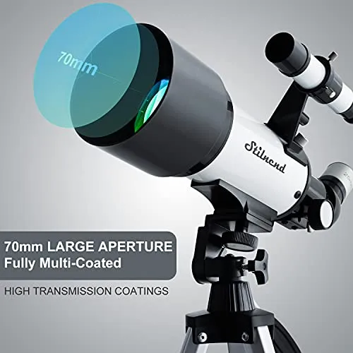 Stilnend Telescope 70mm Aperture 500mm AZ Mount Astronomical Refractor Telescope for Kids Adults & Beginners Fully Multi-Coated Optics Portable with Tripod Phone Adapter