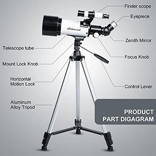 Stilnend Telescope 70mm Aperture 500mm AZ Mount Astronomical Refractor Telescope for Kids Adults & Beginners Fully Multi-Coated Optics Portable with Tripod Phone Adapter