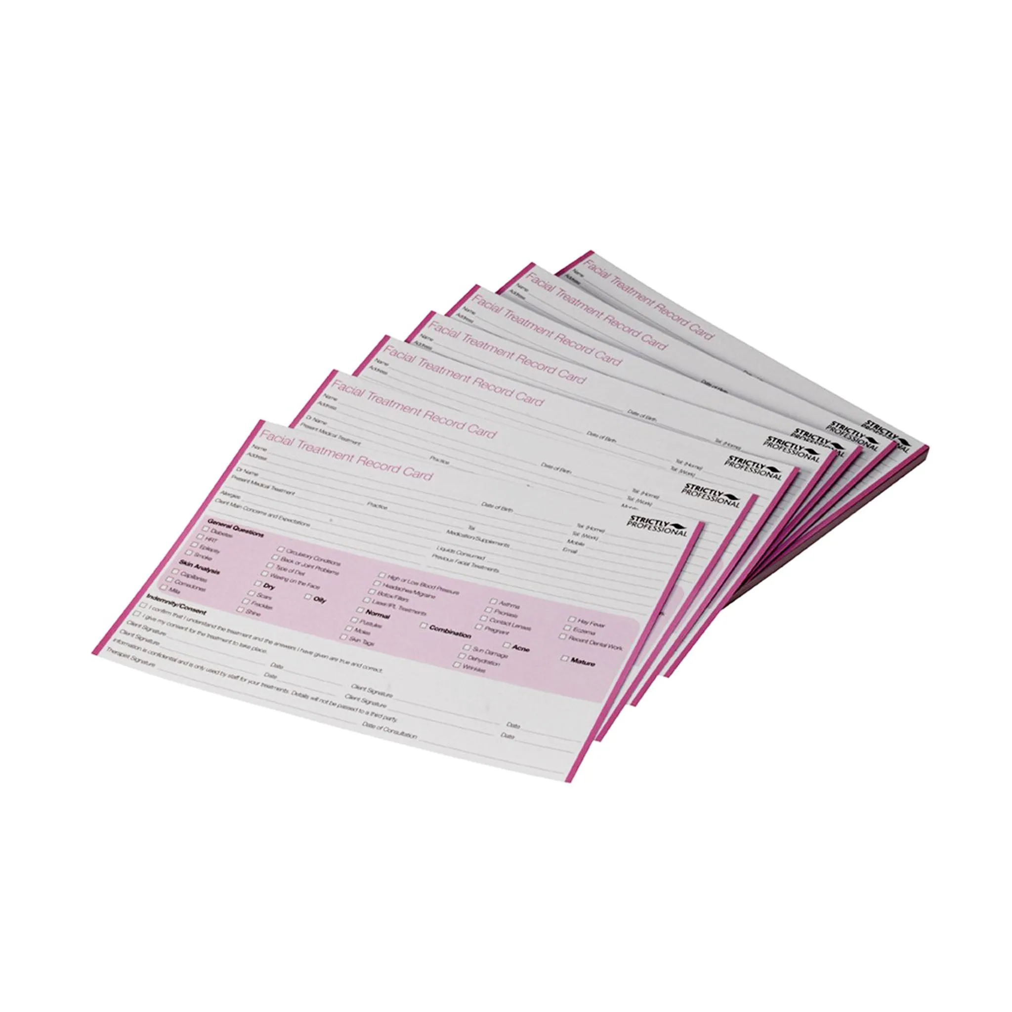 Strictly Professional Salon Client Record Cards - Facial (Pack of 50)