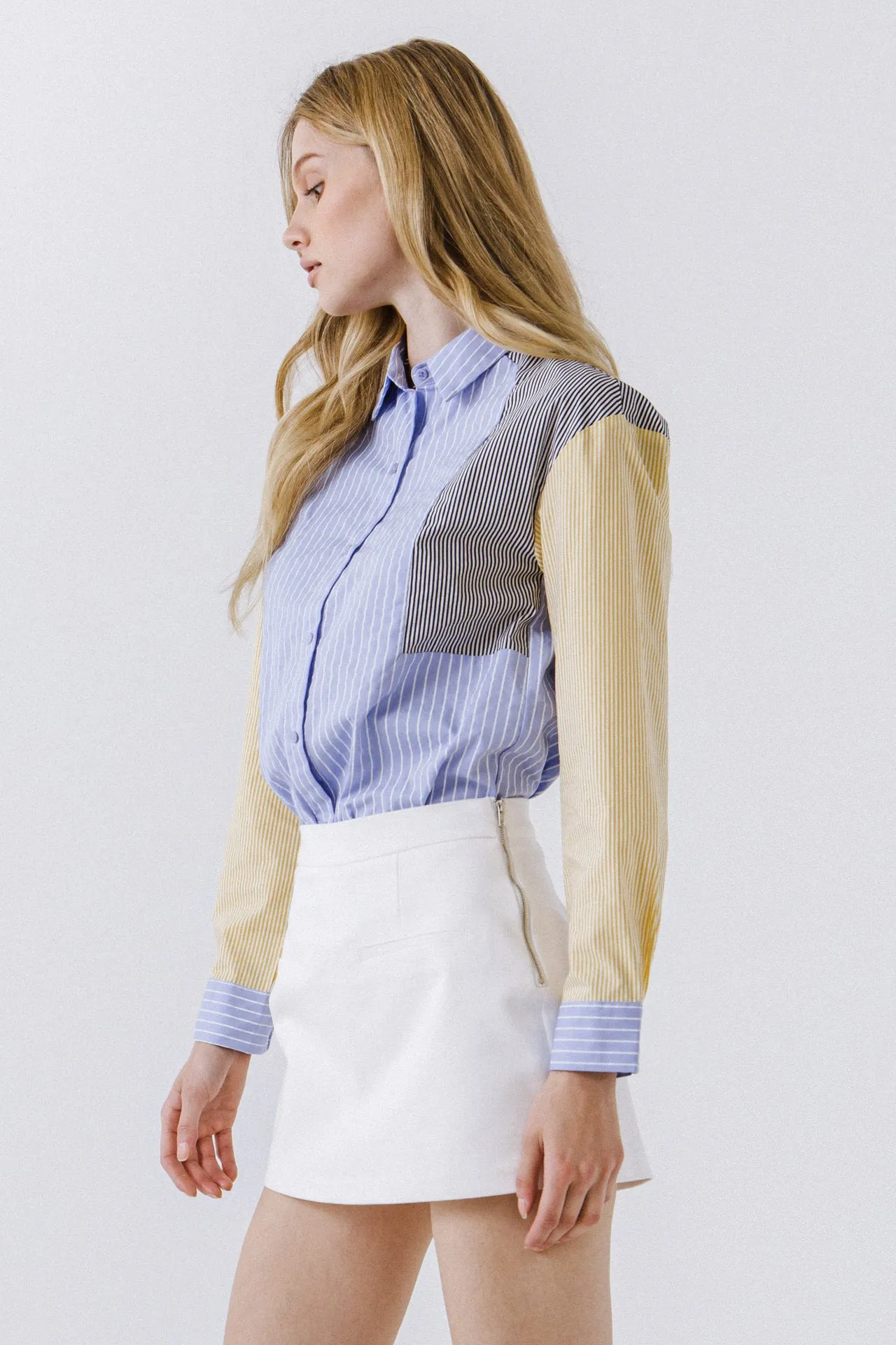 Stripe Color Block Shirt