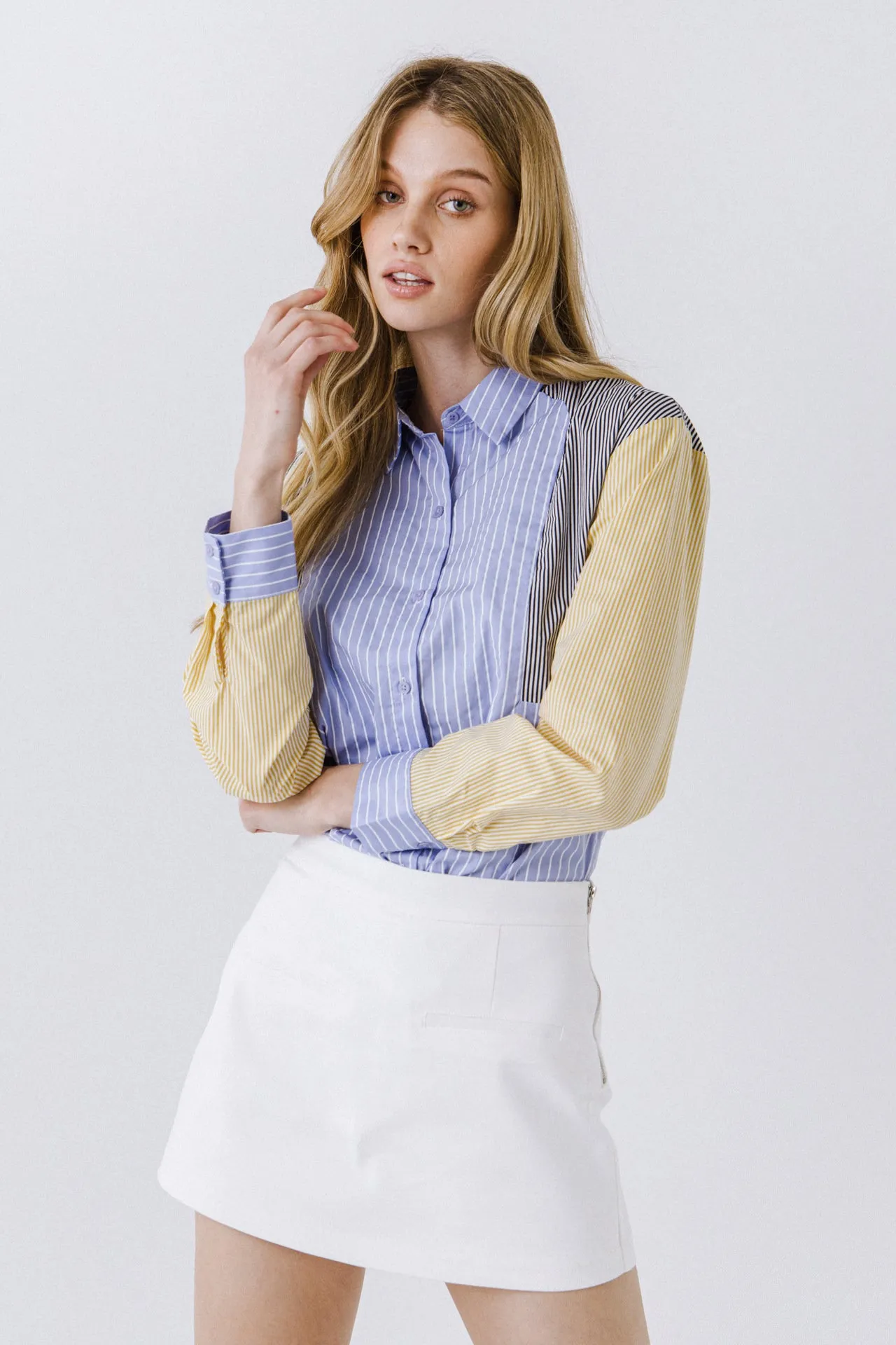 Stripe Color Block Shirt