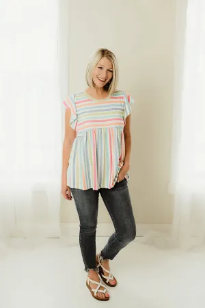 Stripe Ruffle Peplum