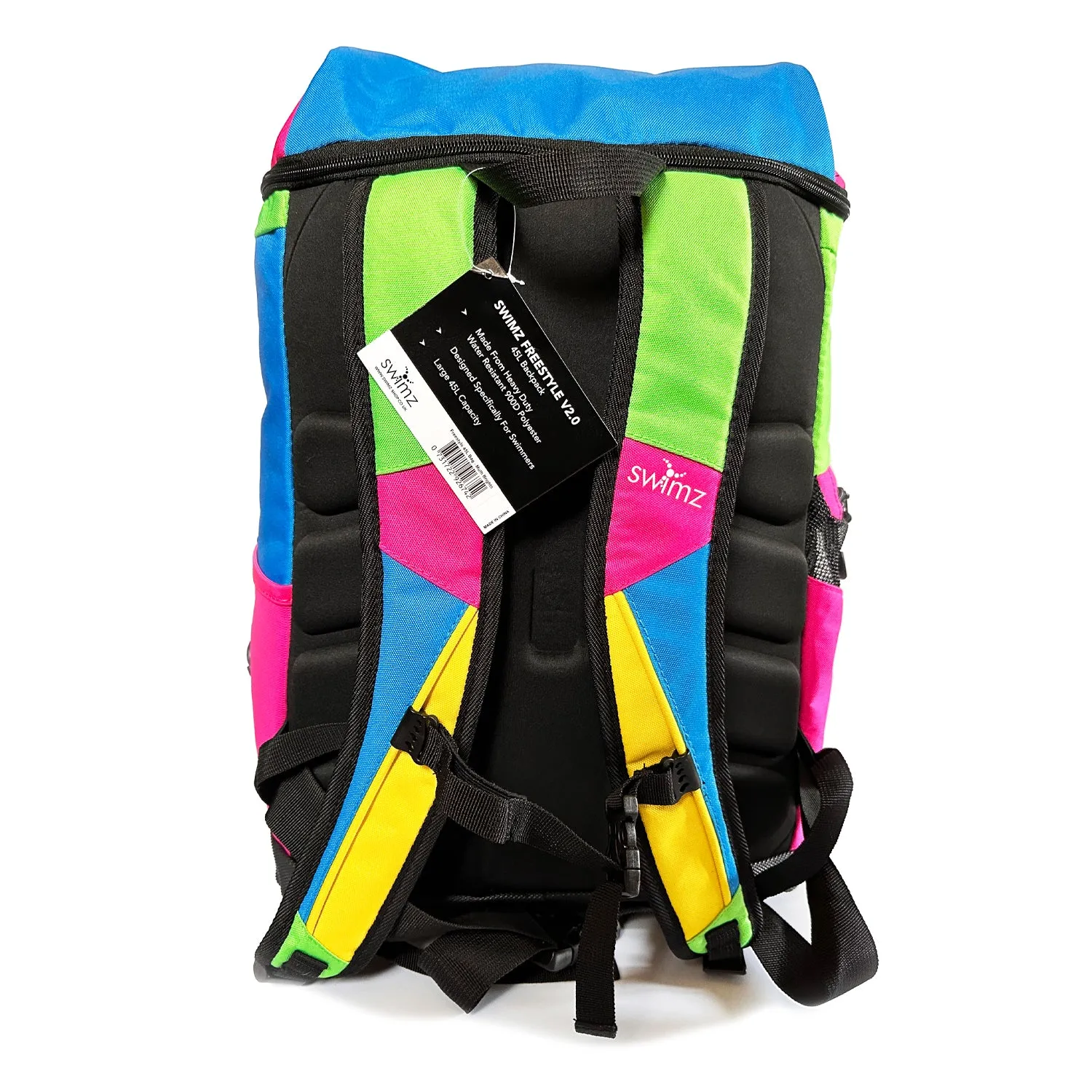 Swimz Freestyle Backpack V2.0 45L Sports / Swim Backpack - Large 45L Capacity Swim Bag - Multi Brights