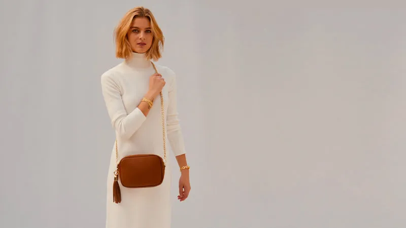 The Tassel Tan Leather Crossbody Bag