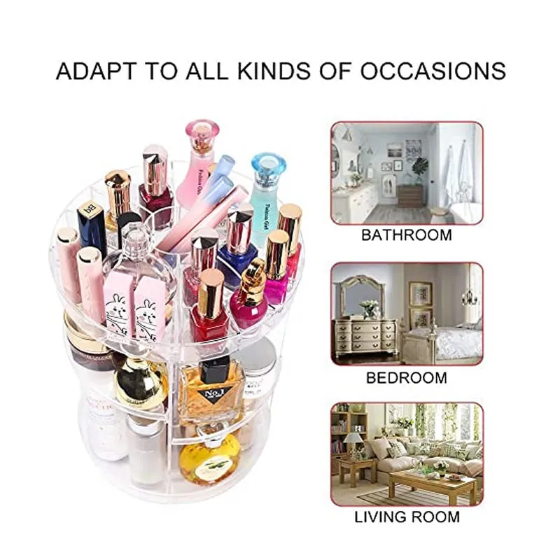 Transparent 360-Degree Rotatable Adjustable Makeup Organizer Ba-104