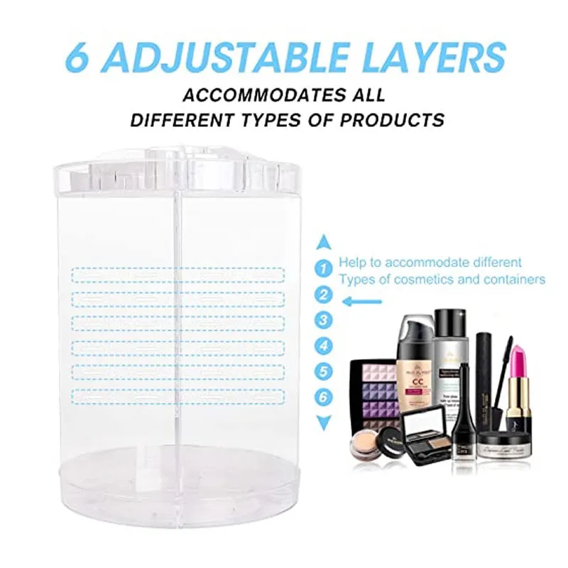 Transparent 360-Degree Rotatable Adjustable Makeup Organizer Ba-104