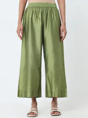 Utsa Sage Solid High-Rise Ethnic Pants