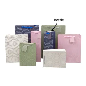 Vertical Wave Foiled Bottle Gift Bag - 36cm x 12.3cm x 8.5cm