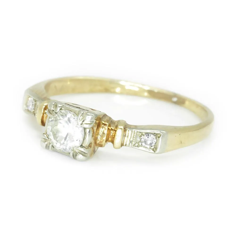 Vintage 1950s Round Diamond Engagement Ring 14K .26ctw