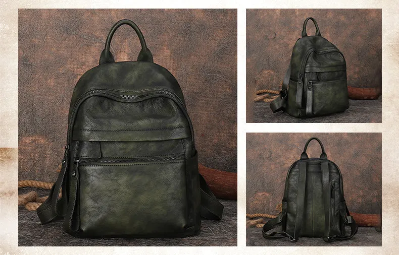 Vintage Leather Rucksack Womens Vintage School Backpacks Leather Backpack Purse