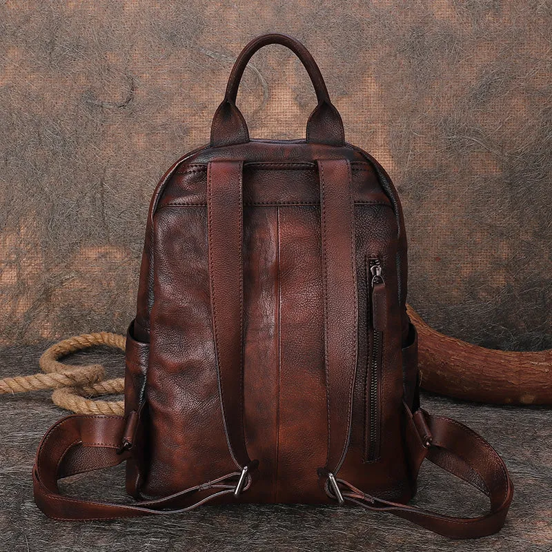 Vintage Leather Rucksack Womens Vintage School Backpacks Leather Backpack Purse