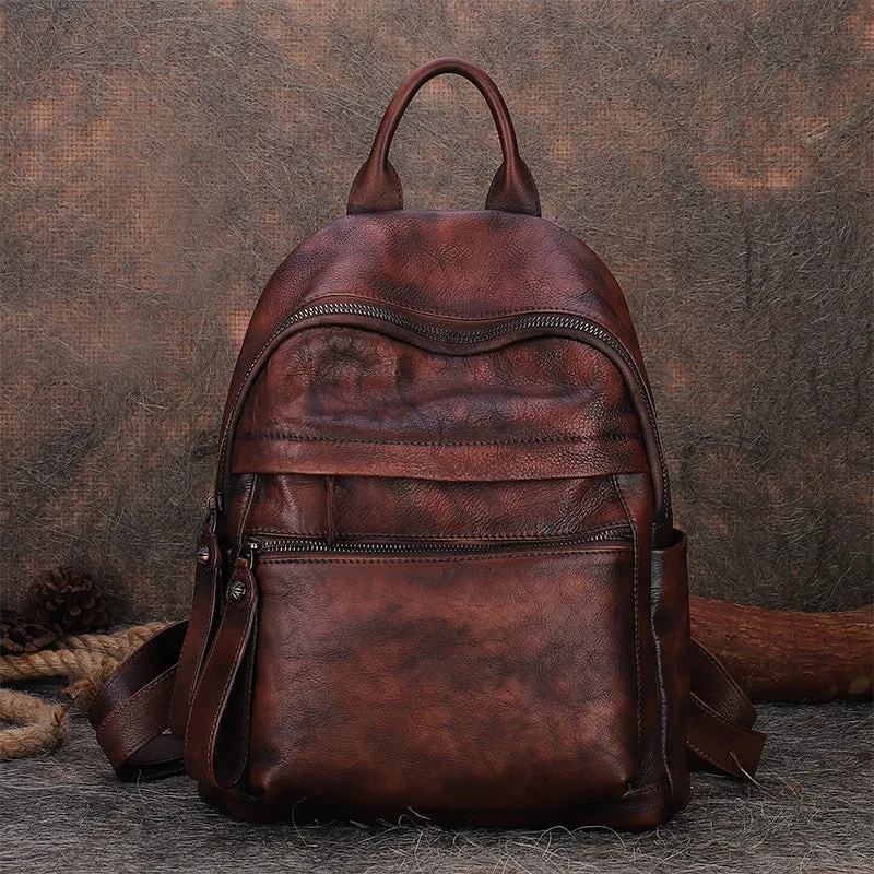 Vintage Leather Rucksack Womens Vintage School Backpacks Leather Backpack Purse