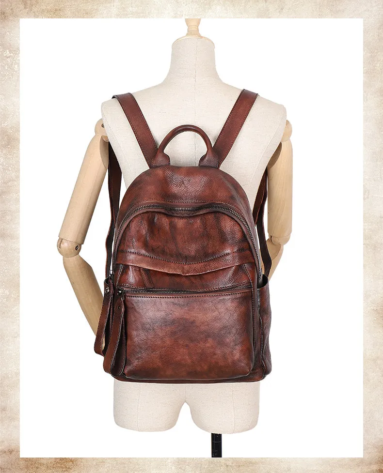 Vintage Leather Rucksack Womens Vintage School Backpacks Leather Backpack Purse