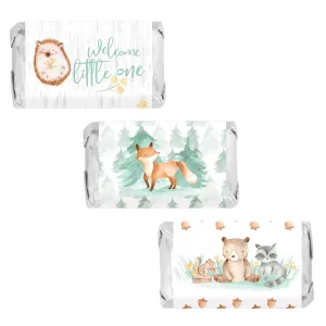 Watercolor Woodland Baby Shower Mini Candy Bar Wrappers - 45 Count