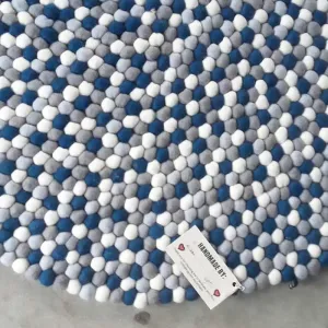 Winter Blue Felt Ball Rug