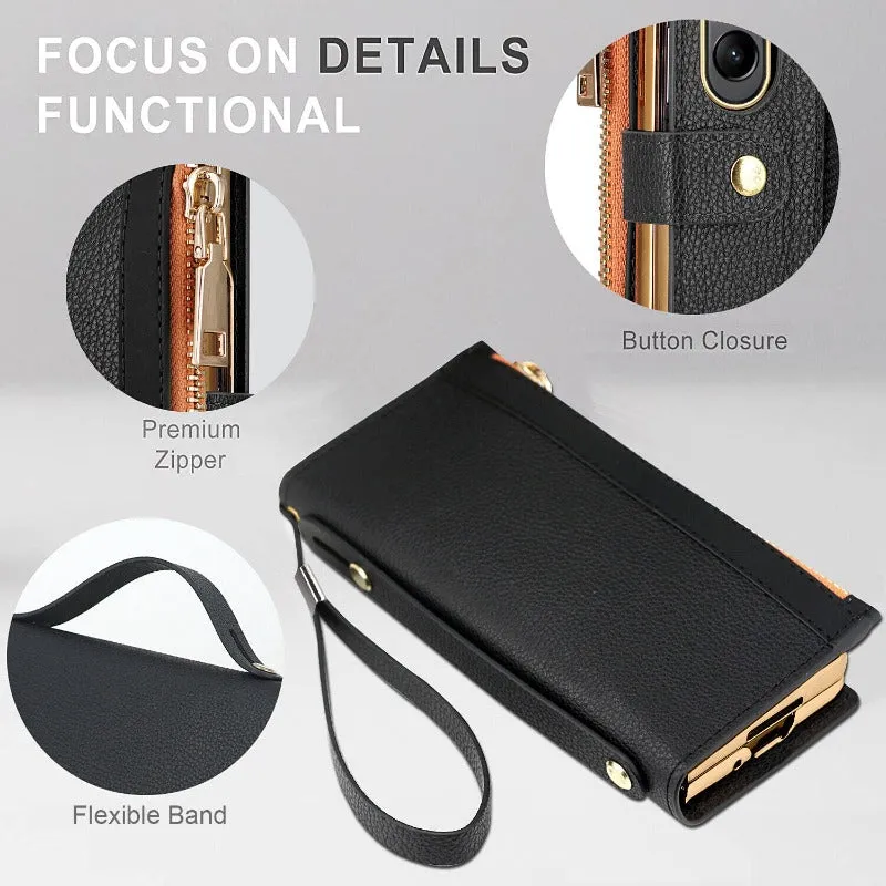 With S Pen Holder Leather Wallet Case For Samsung Galaxy Z Fold 5 4